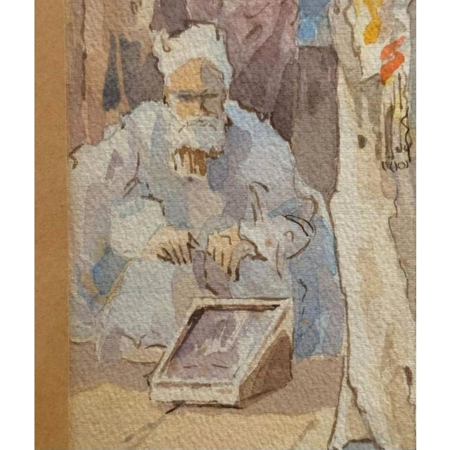 Carl Friedrich Heinrich Werner, Two Men Talking in Front of the Süleymaniye Mosque in Istanbul, 1800s, Pencil and Watercolor, Framed For Sale - Image 7 of 10