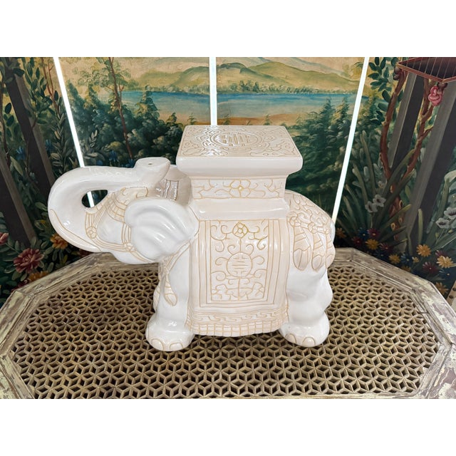 Mid Century Ceramic Elephant Garden Stool or Plant Stand For Sale - Image 4 of 13