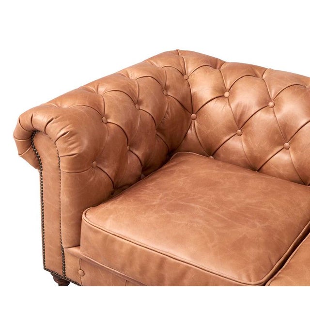 2020s Century Chesterfield Sofa - Light Chestnut Leather For Sale - Image 5 of 9