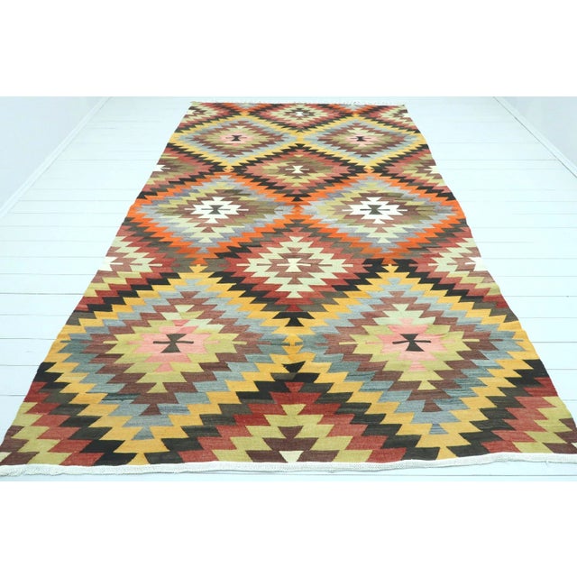 Boho Chic Vintage Turkish Antalya Classic Kilim Rug For Sale - Image 3 of 13