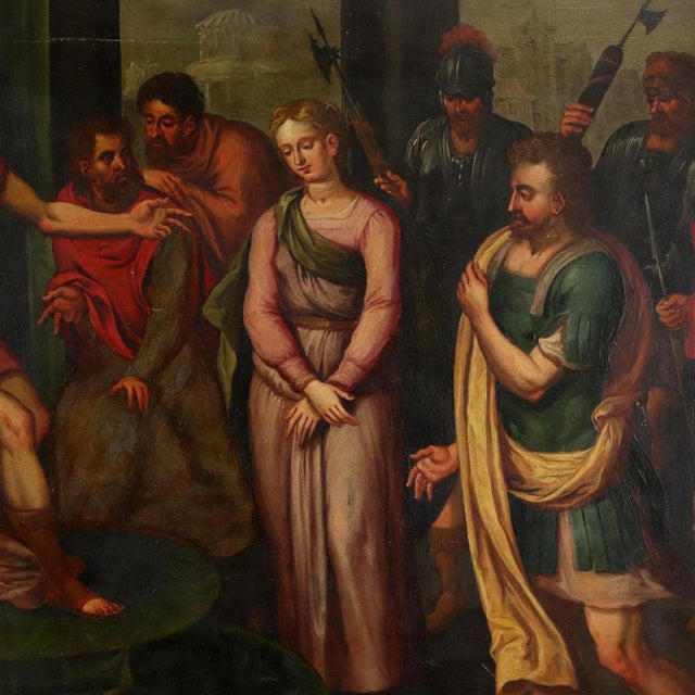 La Continenza di Scipione, 17th-century, Oil on Panel, Framed For Sale - Image 8 of 14