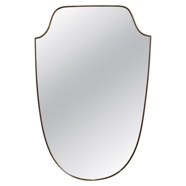 Vintage Italian Wall Mirror with Brass Frame by Gio Ponti, 1960s For Sale - Image 13 of 13