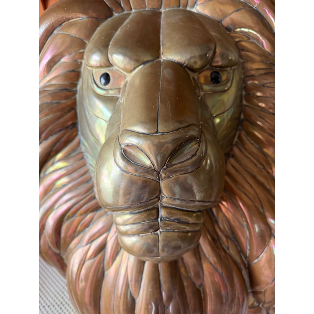 Copper Sergio Bustamante Vintage Copper and Brass Large Wall Mount Lion Head Bust Signed & Numbered 5/100 For Sale - Image 8 of 12