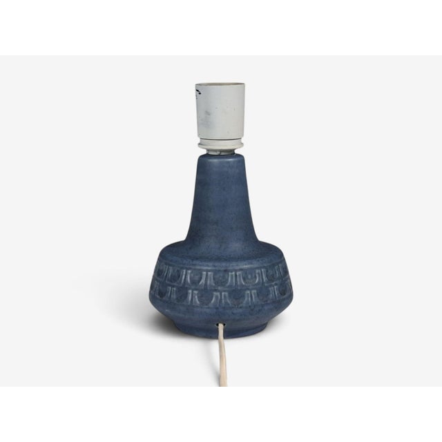 1960s Mid-Century Modern Soholm, Small Table Lamp, Light Blue Stoneware For Sale - Image 9 of 10