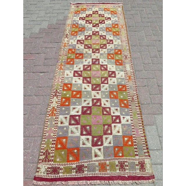 1960s Vintage Tribal Kilim Runner - 33" X 96" For Sale - Image 12 of 12