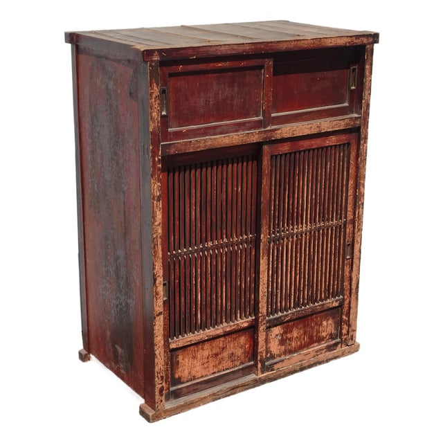 Share Antique 1900's Wabisabi Japanese Antique Tansu Storage Cabinet Sideboard For Sale