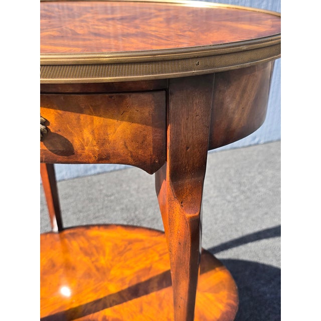 Wood Vintage French Style Theodore Alexander Side Table W Burl Wood & Brass Hardware For Sale - Image 7 of 14