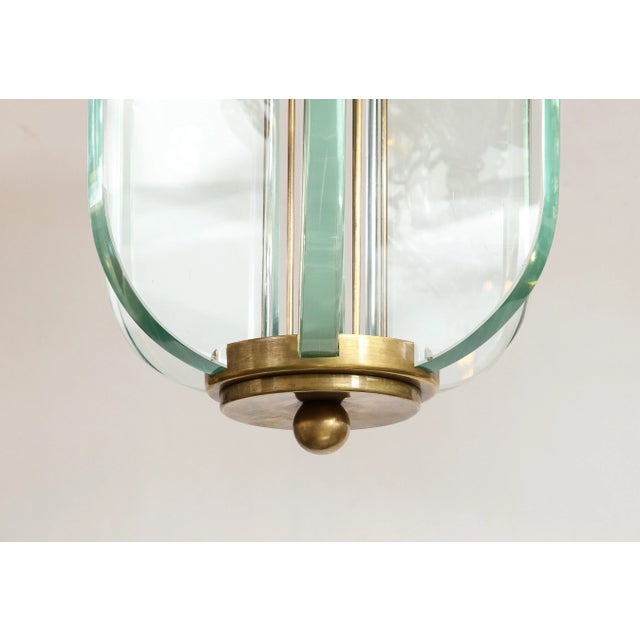 Fontana Arte Attributed Brass And Glass Pendant For Sale In New York - Image 6 of 12