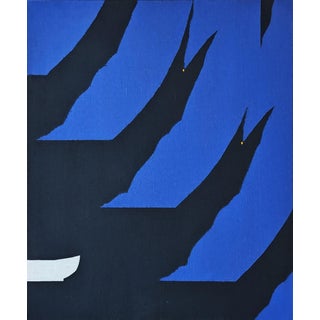 Emmanuel Araujo "Circulet 3" Contemporary Blue & Black Geometric Hard-Edge Abstract Painting, 2014 For Sale