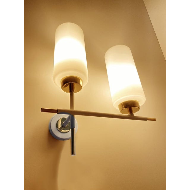 Metal Vintage Opaline Glass Sconces from Lunel, 1960s, Set of 2 For Sale - Image 7 of 16