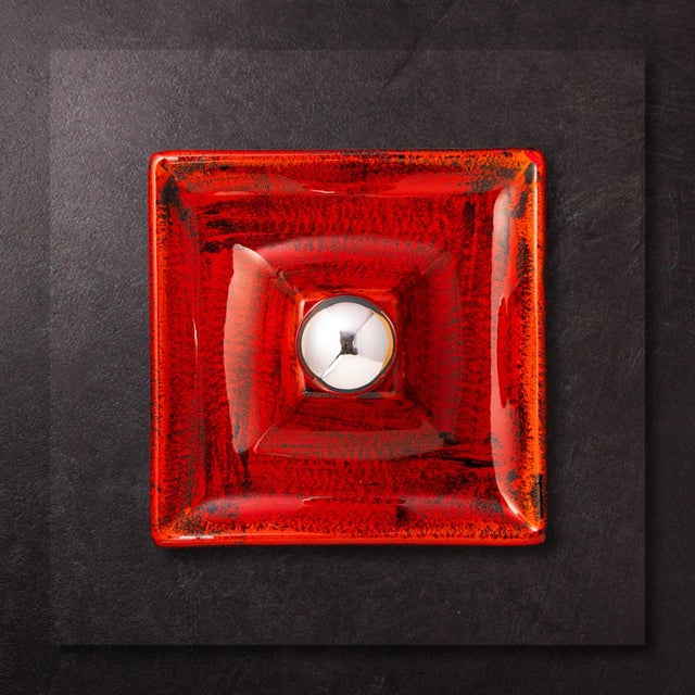 Red Orange Fat Lava Ceramic Wall or Ceiling Lights from Hustadt Leuchten, Germany, 1970s, Set of 2 For Sale - Image 12 of 14