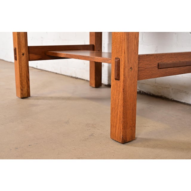 Lifetime Furniture Antique Mission Oak Arts & Crafts Desk or Library Table, Circa 1910 For Sale - Image 10 of 14