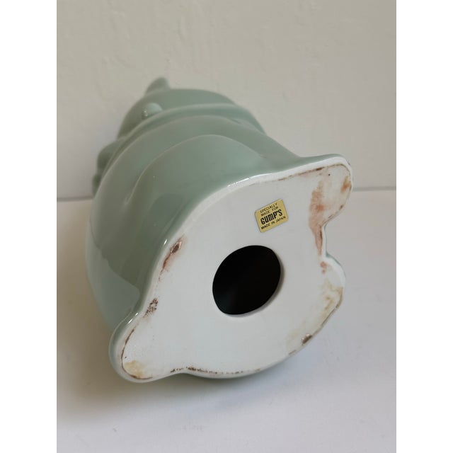Ceramic Mid 20th C. Gumps of San Francisco Celadon Glazed Porcelain Maneki-Neko Lucky Cat Figure For Sale - Image 7 of 9