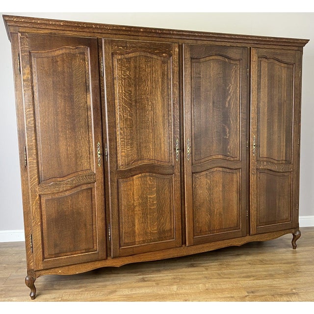 Vintage French Louis XVI Style Wardrobe in Oak For Sale - Image 10 of 10