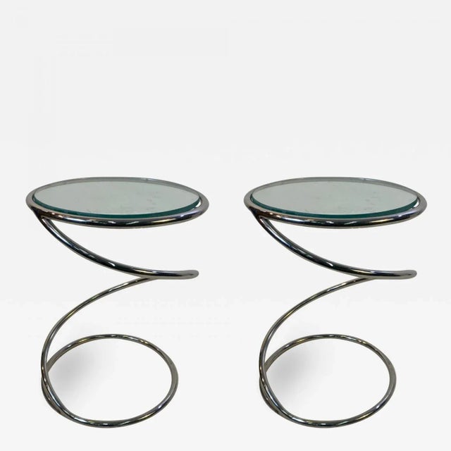Chrome 1970s Pace Modernist Chrome Spiral Tables - A Pair For Sale - Image 8 of 8