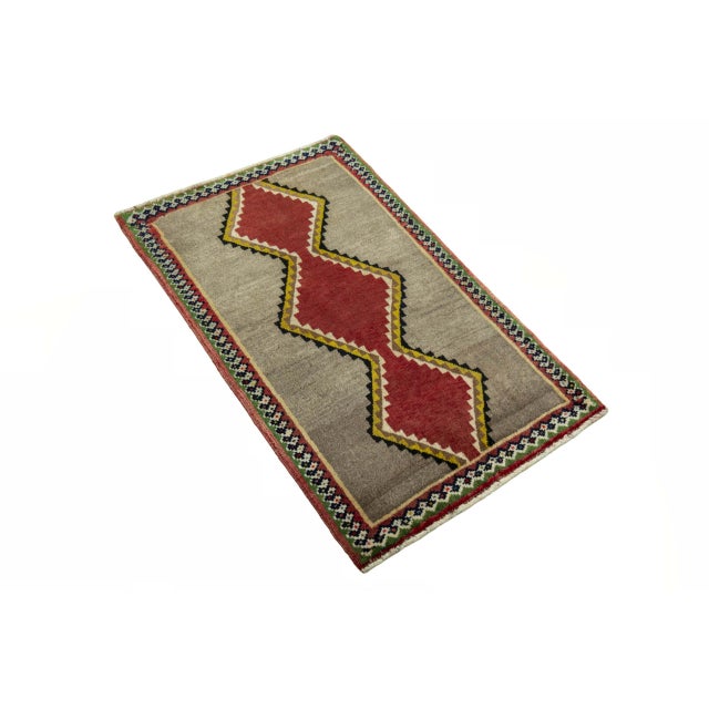 Mid-Century Modern Hand-Knotted Gabbeh Rug with Geometric Pattern For Sale - Image 3 of 11