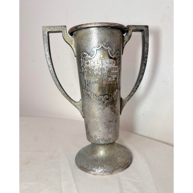 Antique 1930's Sterling Silver & Bronze Lyle Cup Engraved Speaking Trophy Award For Sale - Image 10 of 14