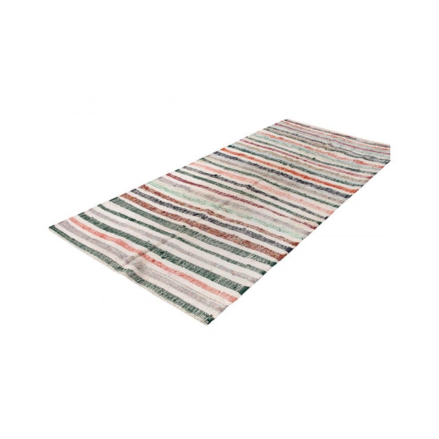 Vintage decorative handwoven rag kilim rug from Adana region of Turkey. Approximatelly 35-45 years old. In very good...