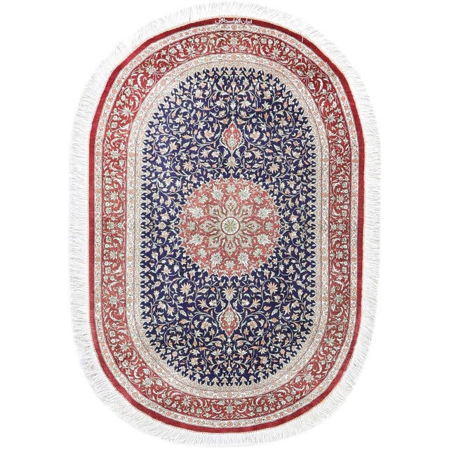 Ghom Silk Rug in Indigo For Sale - Image 14 of 14