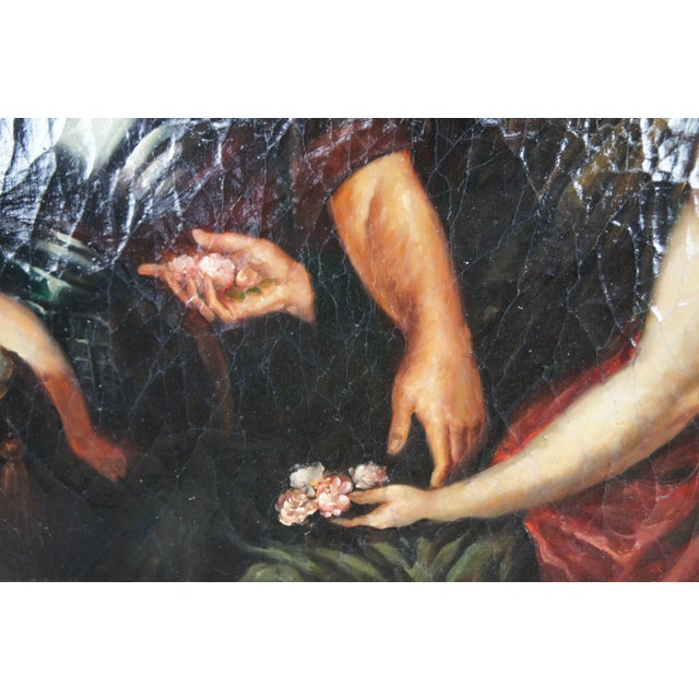 Wood The Three Ages of Man Flemish Baroque Oil Painting After Anthony Van Dyck 48" For Sale - Image 7 of 12