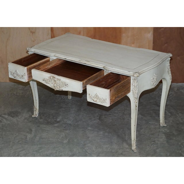 Antique French Louis XV Style Bureau and Stool, Set of 2 For Sale - Image 17 of 18