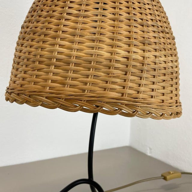 Vintage Austrian Metal and Rattan Tripod Table Light, 1960s For Sale - Image 17 of 18