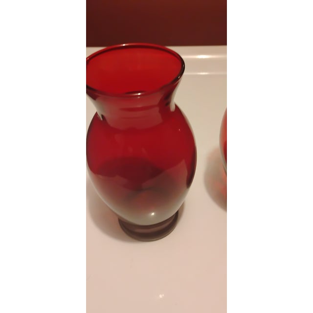 Vintage 1938-1956 Anchor Hocking Royal Ruby Glass Vases For Sale - Image 10 of 11