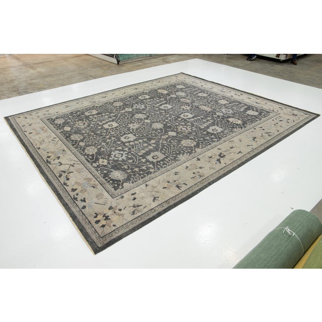Indian Apadana's Modern Mahal Style Handmade Indian Wool Rug in Gray For Sale - Image 3 of 11
