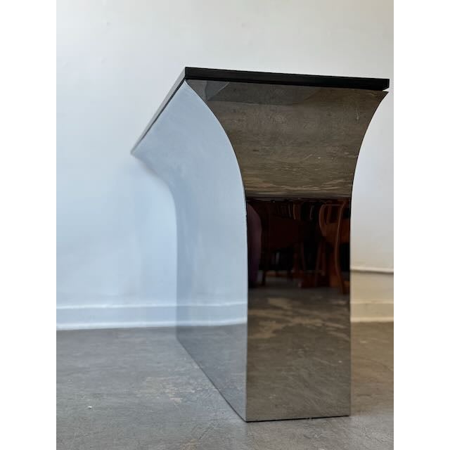Metal 1980s Sally Sirkin Lewis Style Steel & Granite Console Table For Sale - Image 7 of 14