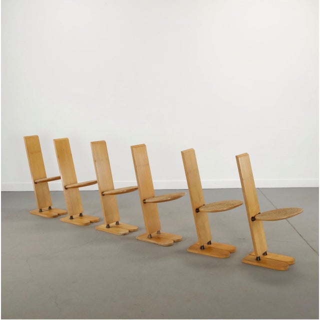 A wonderful set of 6 1970’s “Pala” chairs designed by the noted Italian Architect Gigi Sabadin for Emme. These chairs are...