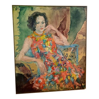 1968 "Summer Breeze" Woman Portrait Painting For Sale