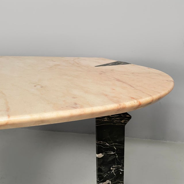 Black Italian Modern Wall Console or Desk in Black Marquina and Pink Portogallo Marble, 1980s For Sale - Image 8 of 18