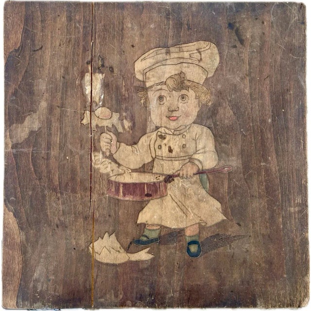 Vintage French Hand-Carved Baker Wall Plaque | Hand-Painted Walnut Wood Sign Celebrate the charm of traditional French...