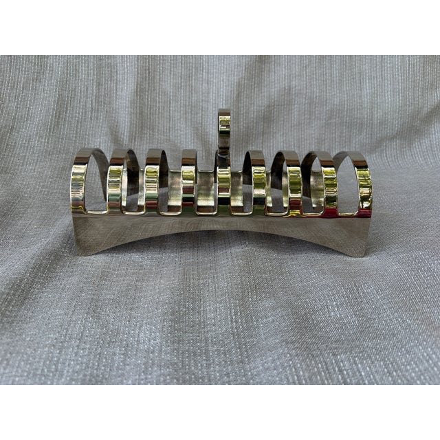 Vintage Modern Silver Plate Toast Rack Holder 8 Slice For Sale - Image 11 of 13