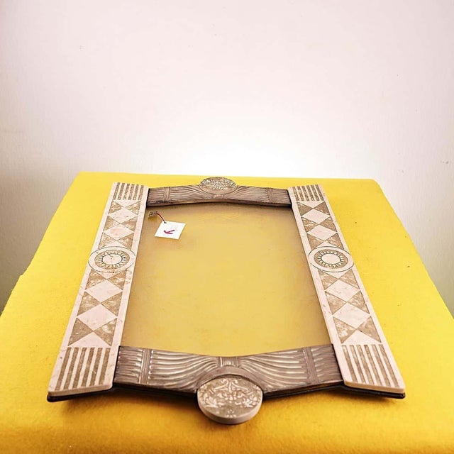 fine tray in marble, 800 silver and engraved glass handmade akros v Height: 51.5 Width: 35 This piece is attributed to the...