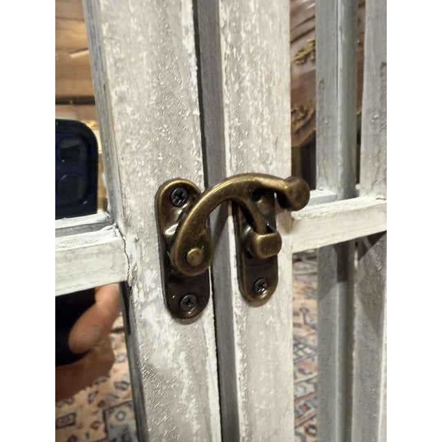 Italian Style Wooden Shuttered Dome Top Window Mirror For Sale - Image 4 of 5