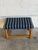 Blue Striped Upholstered Oak Ottoman Danish Mid-Century Modern 1970s For Sale - Image 9 of 9