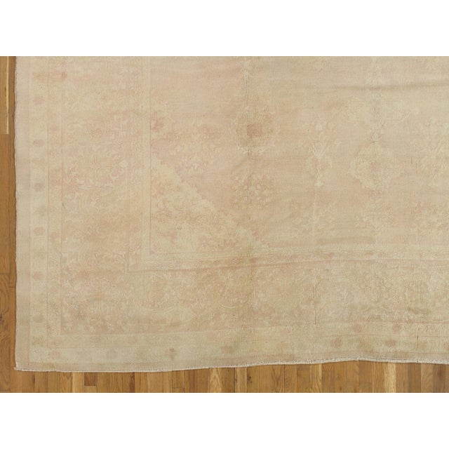 Antique Oushak Carpet, Handmade Oriental Rug, Soft Taupe, Light Cream, Pale For Sale - Image 13 of 18