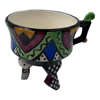 McGovney Camarot Postmodern Footed Ceramic Art Mug, 1997 For Sale