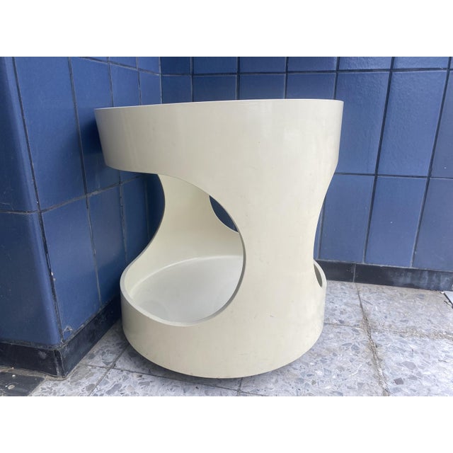 Cream Space Age Side Table with Glass Plate from Opal Möbel For Sale - Image 8 of 18