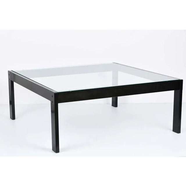 Black Italian Glass and Enamelled Black Metal Coffee Table by Gae Aulenti for Zanotta, 1970s For Sale - Image 8 of 18