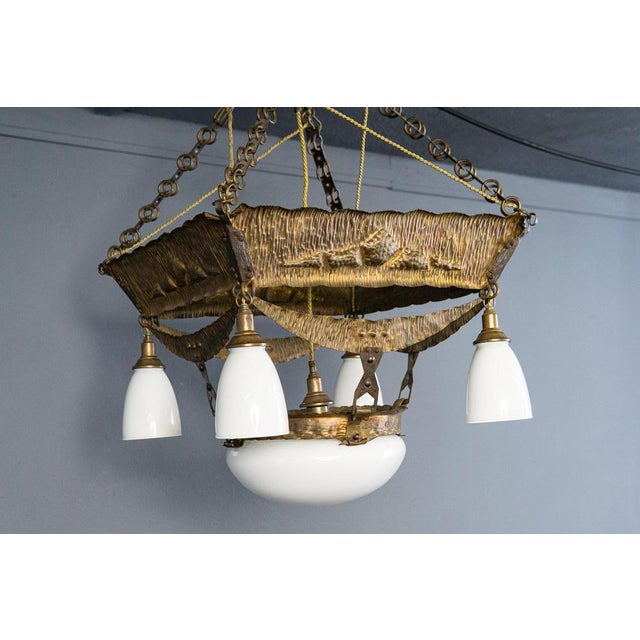 Art Nouveau Ceiling Lamp Chandelier For Sale - Image 5 of 18