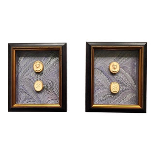 Set of 2 Custom Framed Antique 19th Century Grand Tour Style Intaglios on Marbled Paper For Sale