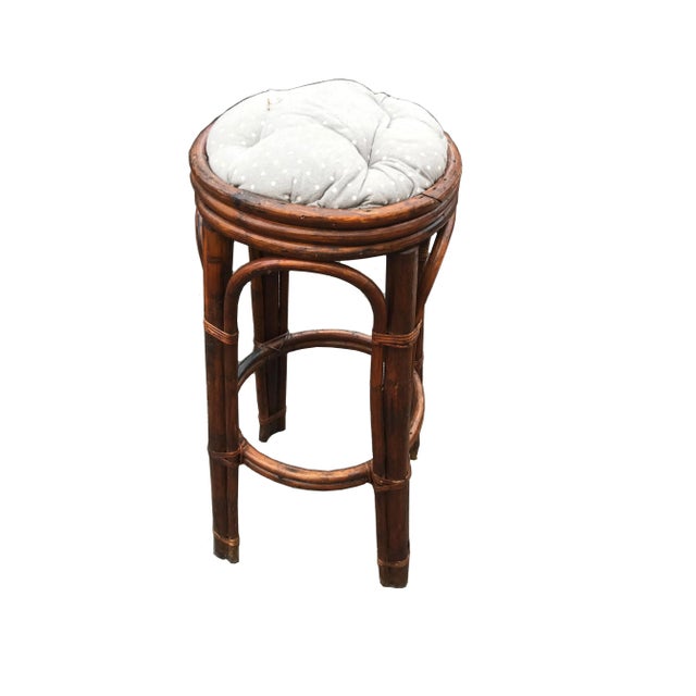 French 1970s Vintage French Bamboo Rattan Bar Stool – Modern Design For Sale - Image 3 of 3
