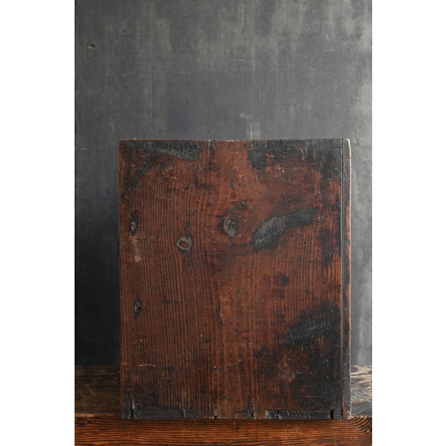 Brown Antique Japanese Wooden Drawer Chest / Edo Period, 1770s / Rare Inscribed Piece For Sale - Image 8 of 18