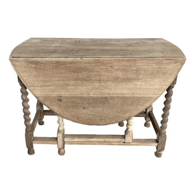 Antique French Bleached Oak Gate Leg Table For Sale