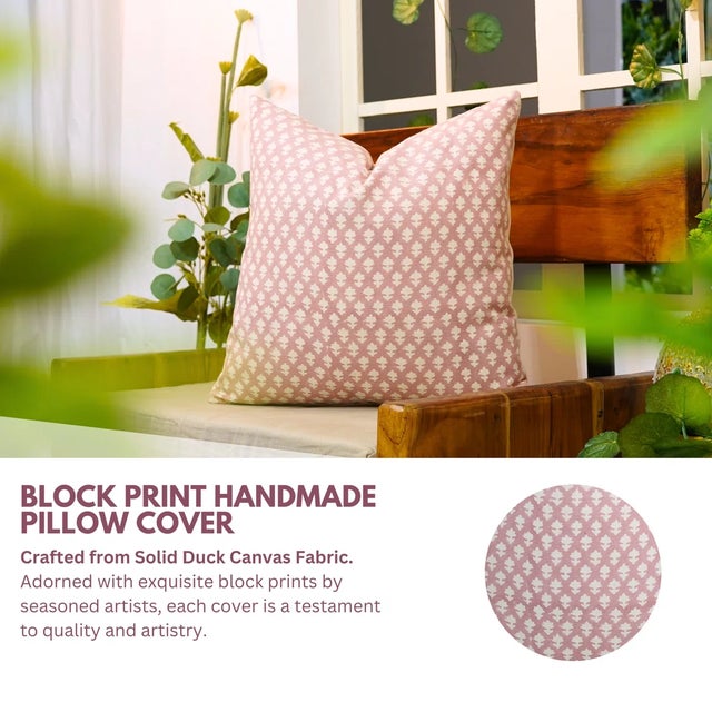 Inspired by the vibrant charm of Jaipur—famously known as the Pink City—this cushion cover features a lively hand block...