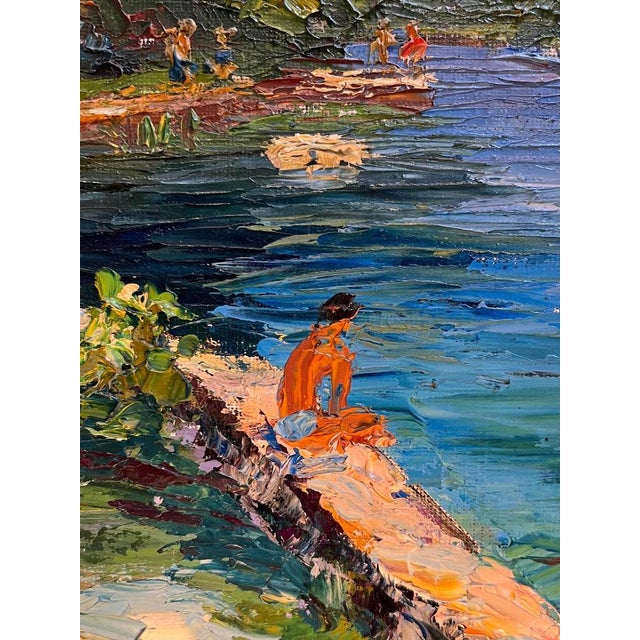 M. Vibert, By the Lake, Oil on Canvas, 1959 For Sale - Image 7 of 16