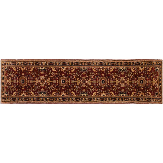 Shabby Chic Ziegler 1990's Red/Blue Wool Runner Rug- 2'8'' X 13'4'' For Sale - Image 9 of 10