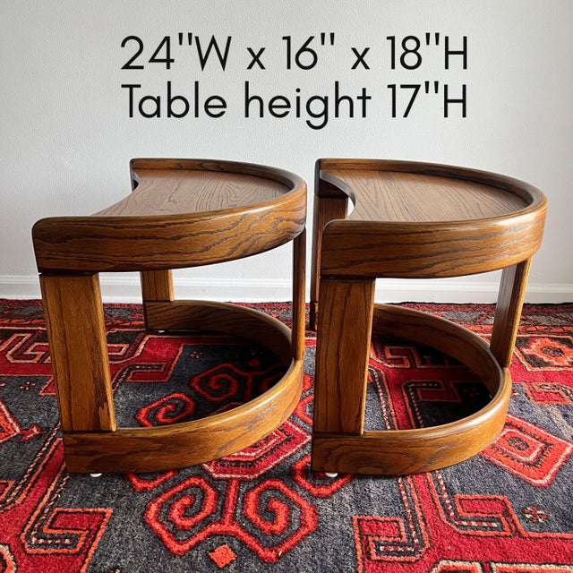 Mid-Century Modern 1970s Mid-Century End Tables Halfmoon by Howard Furniture -a Pair For Sale - Image 3 of 9